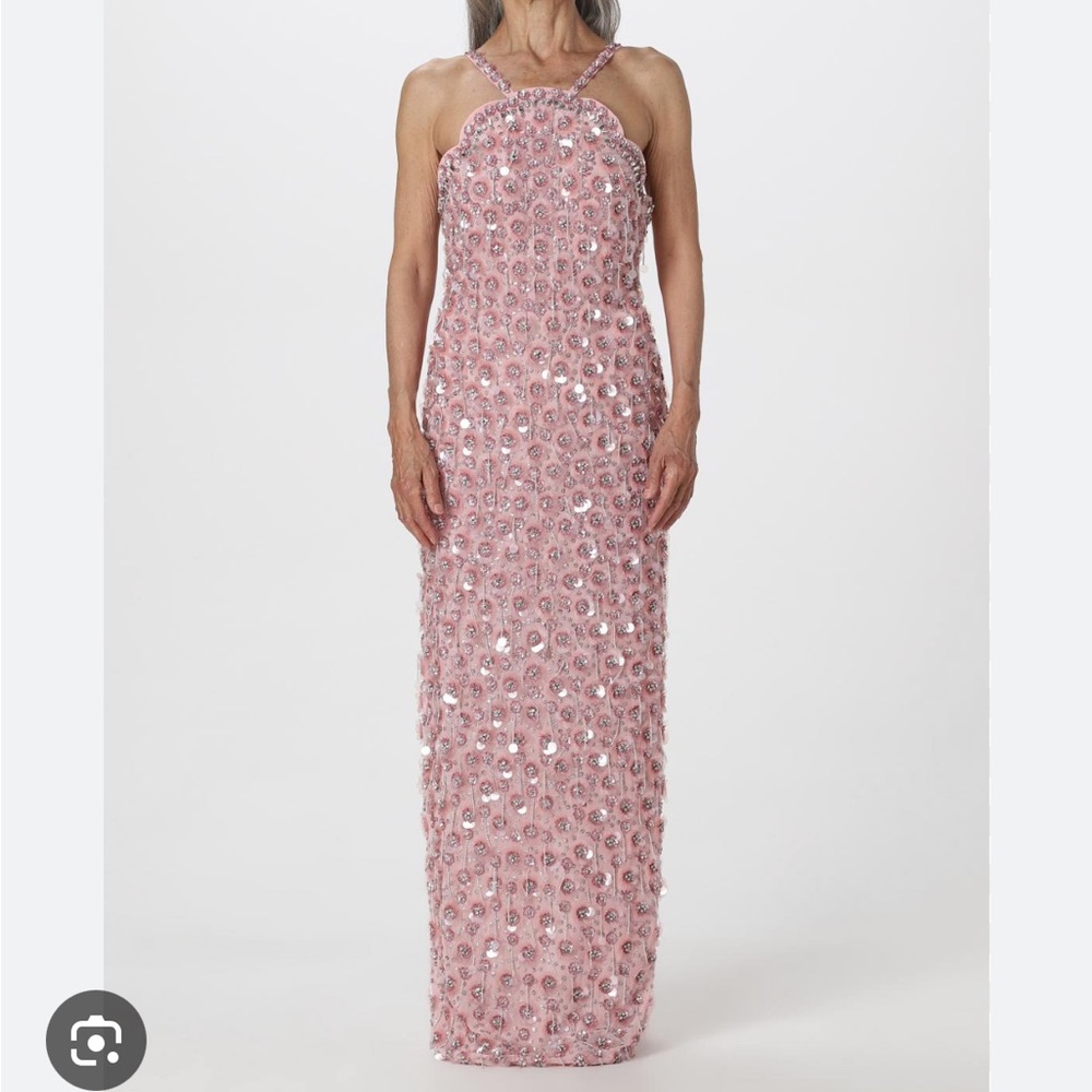 Elegant Pink Sequin Maxi Dress